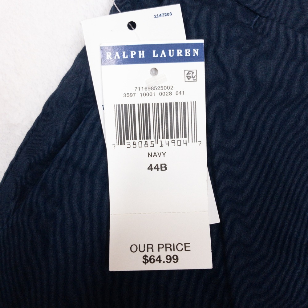 Polo Ralph Lauren Stretch Classic Fit 9" Shorts Mens Size 44B Navy Blue New - Picture 10 of 13